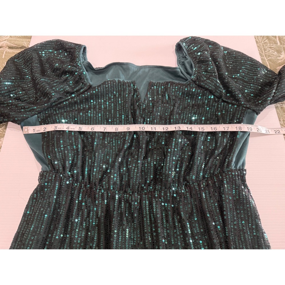 Bloomchic Dark Green Sequin Long Sleeve Cocktail Dress Plus Size 14-16 Holiday - Picture 6 of 7